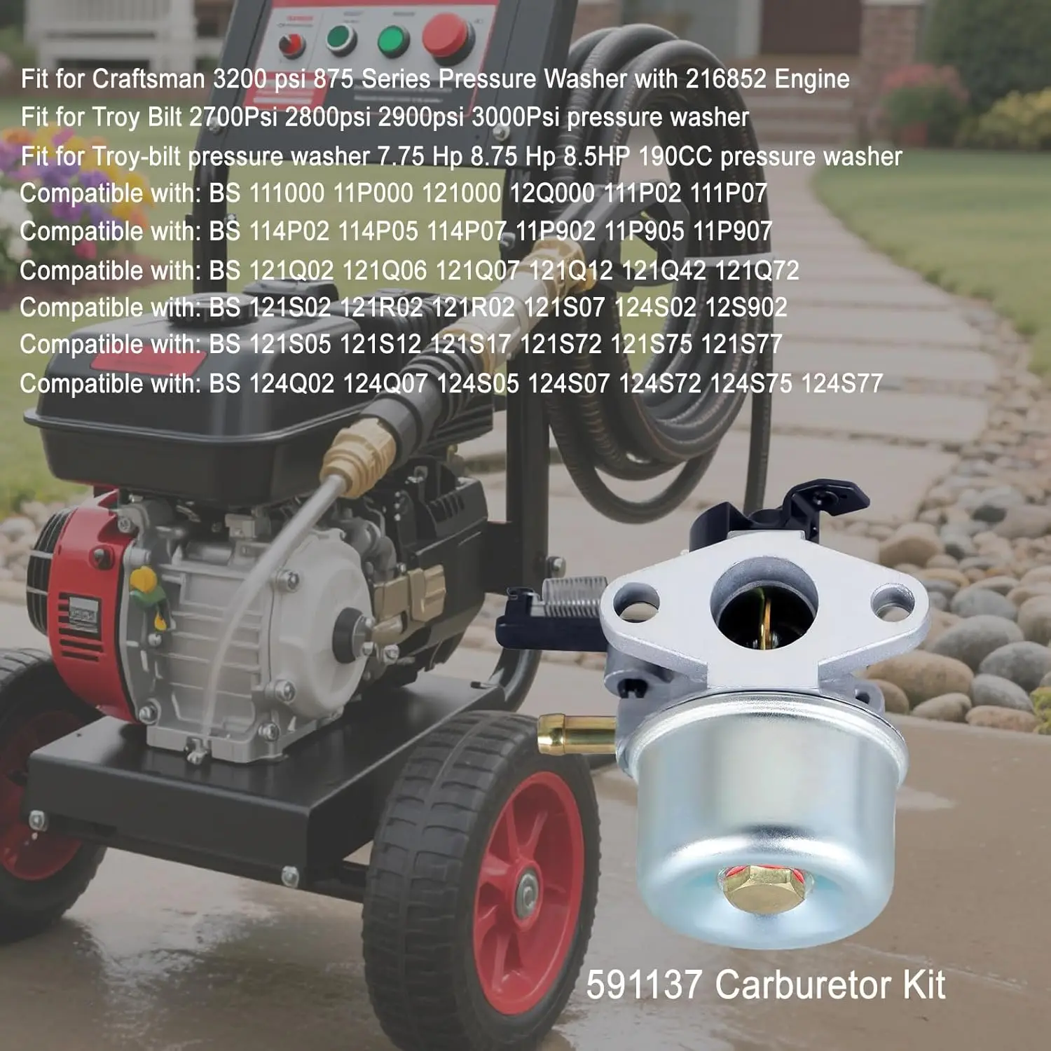 For 591137 Carburetor Kit Repl - Pressure Washer 3000Psi recension och pris